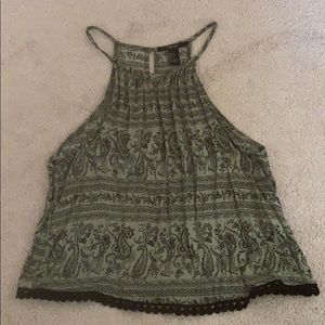 Army green patterned tank top